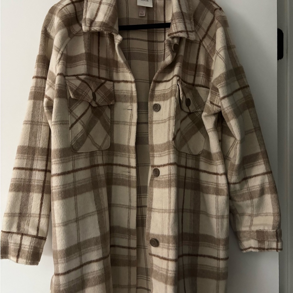 Plaid Tan and Cream Women's Shacket